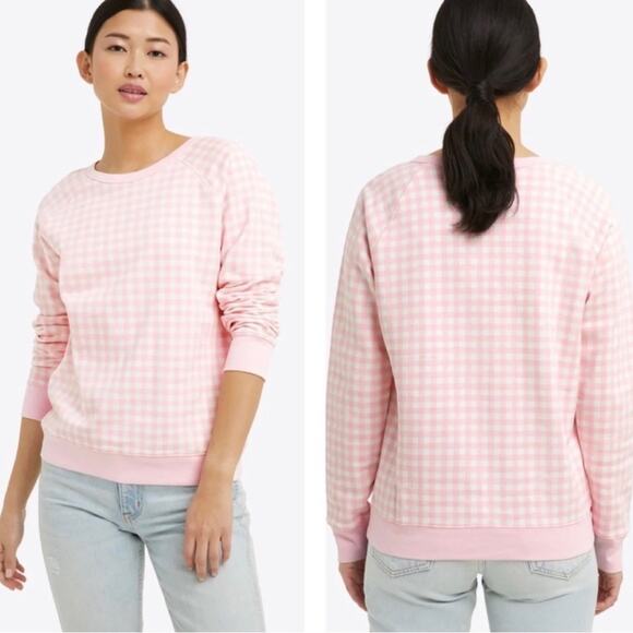 Draper James Women's Natalie Gingham Sweatshirt Pink and White Check Size Large - Picture 1 of 10